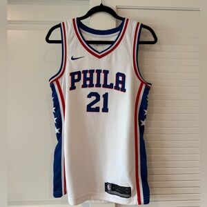 White Sixers Embiid Basketball Jersey